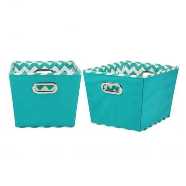 Household Essential 90-1 Twin Pack Med Bins-KD Aqua and Chevron, Household Essentials, Mfr#: 90-1